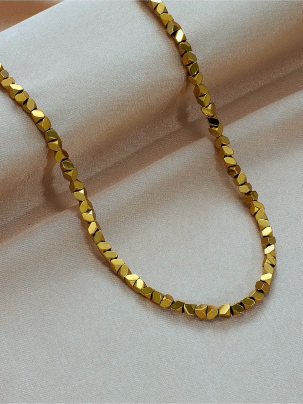 Gold Faceted Bead Necklace NWT Gold Plated PVD
